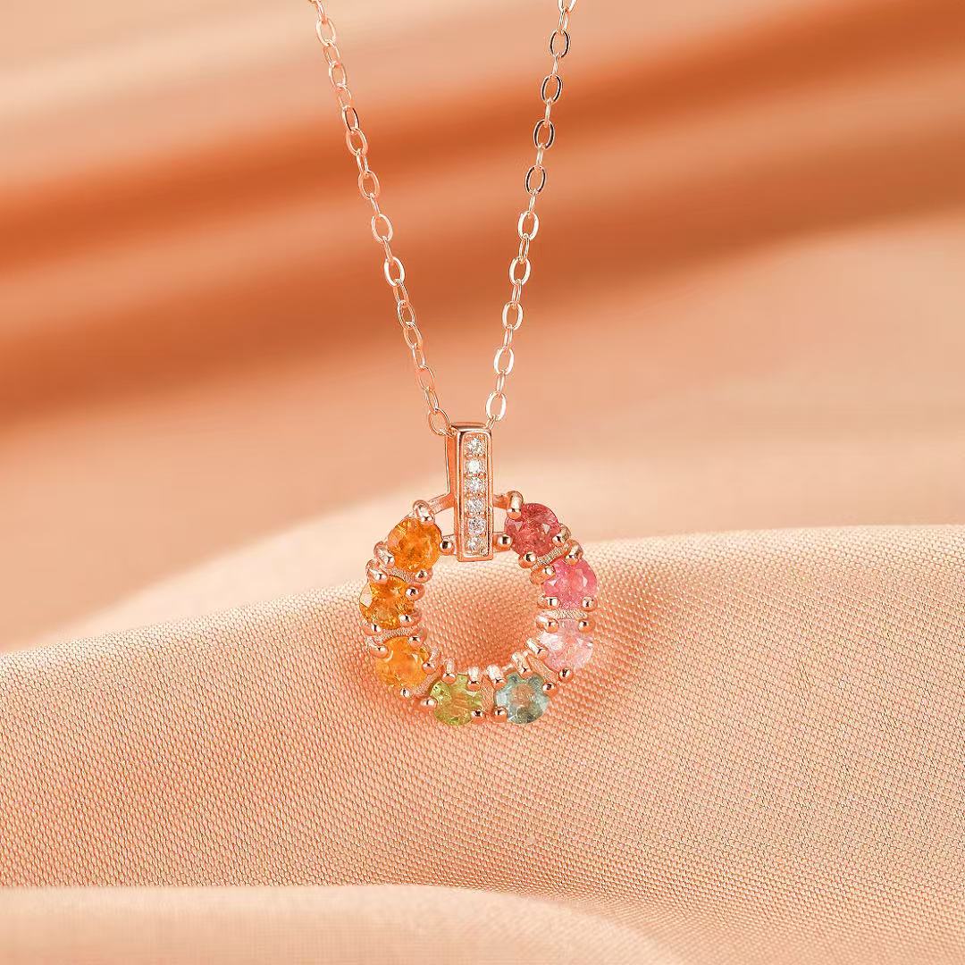 Collier Tourmaline Cercle d'Aurore Argent Plaqué Or - Biloria