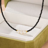 Collier Tourmaline Noire Perles Argent 925 Protection - Biloria
