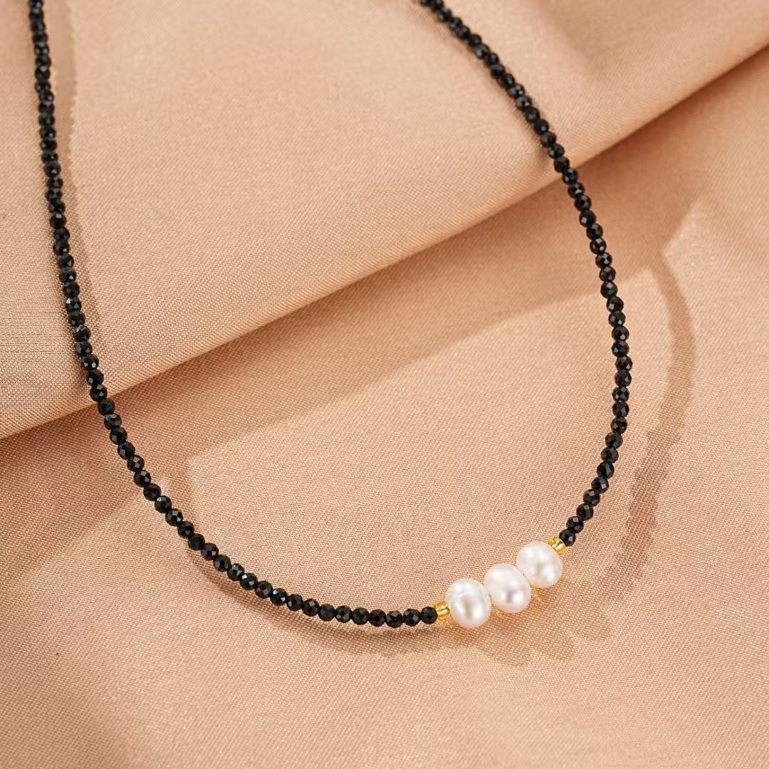 Collier Tourmaline Noire Perles Argent 925 Protection - Biloria