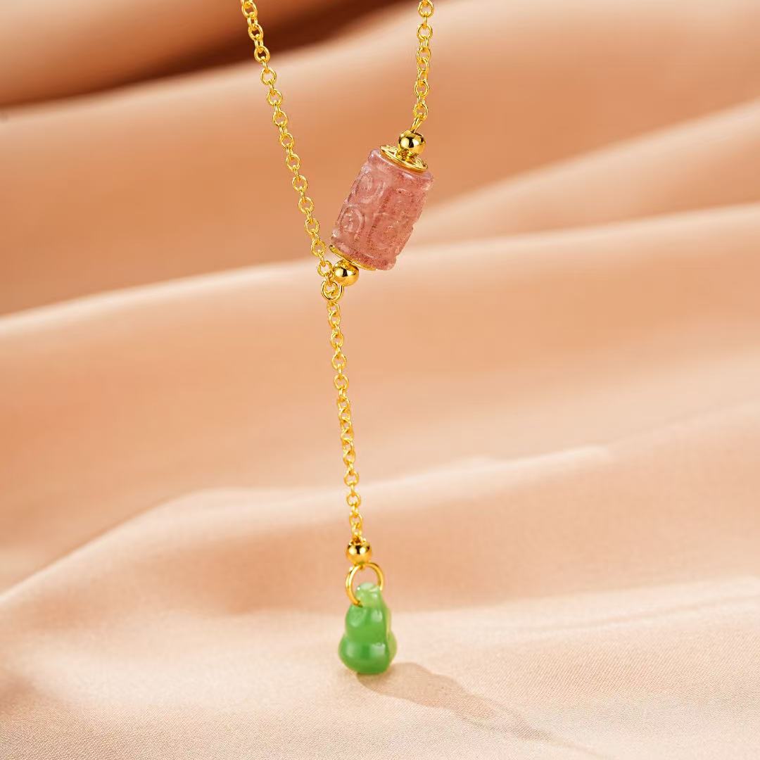 Collier Tourmaline Rose Sculptée – Bijou Talisman - Biloria