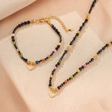 Collier Tourmaline Spinelle Noire Cœur Argent Plaqué Or - Biloria