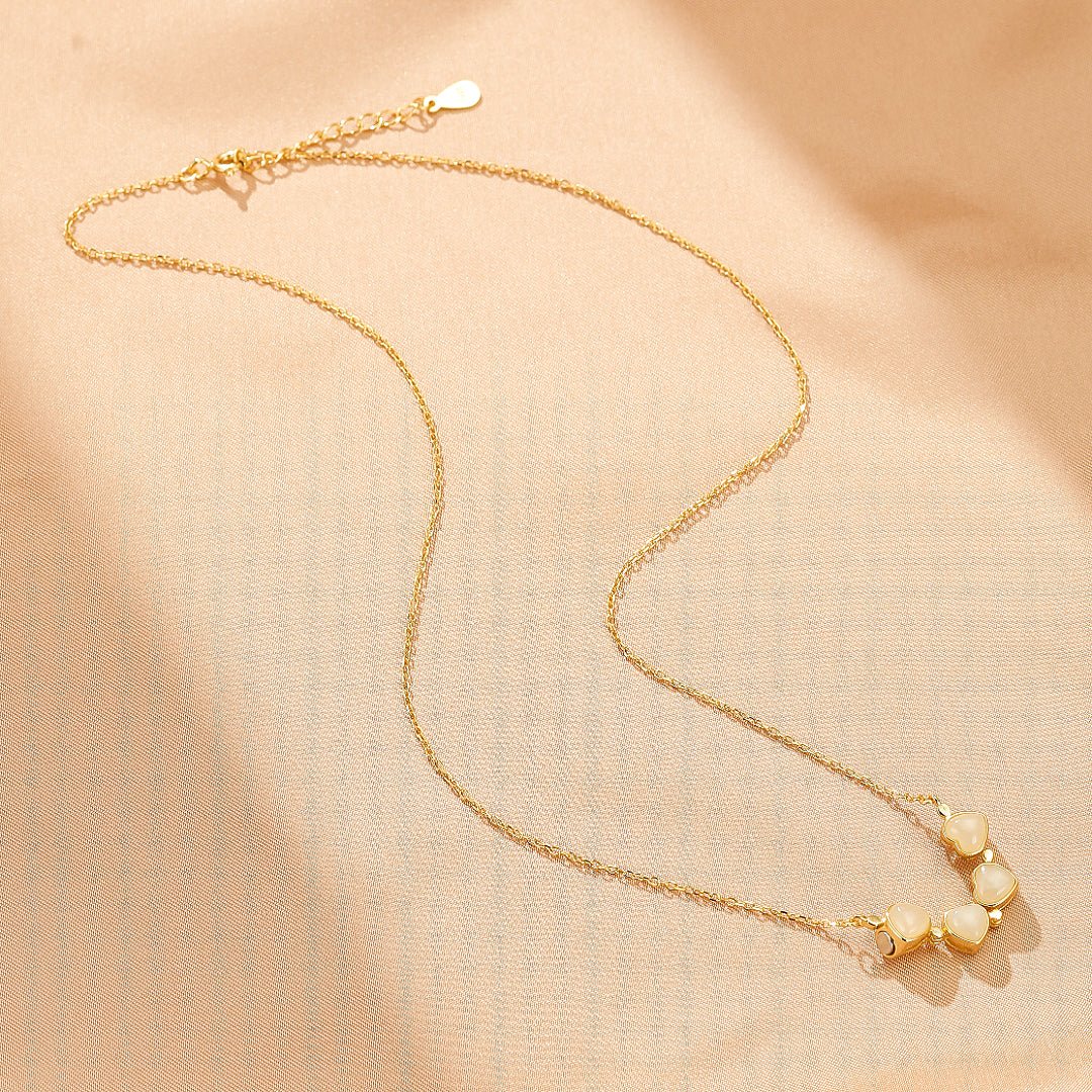 Collier Trèfle Cœur Jade ou Agate Rouge – Chance et Amour - Biloria