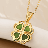 Collier Trèfle en Pierre de Jade | Argent 925 et Or - Biloria