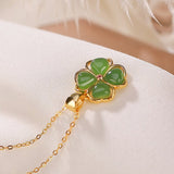 Collier Trèfle en Pierre de Jade | Argent 925 et Or - Biloria