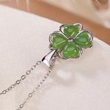 Collier Trèfle en Pierre de Jade | Argent 925 et Or - Biloria