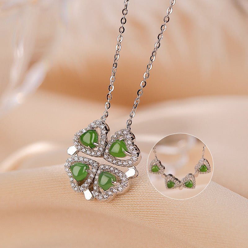 Collier Trèfle Jade Chance Amour - Argent 925 - Biloria