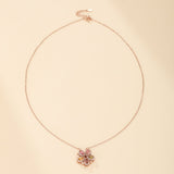 Collier Trèfle Tourmaline Zircon Argent Plaqué Or - Biloria