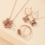 Collier Trèfle Tourmaline Zircon Argent Plaqué Or - Biloria