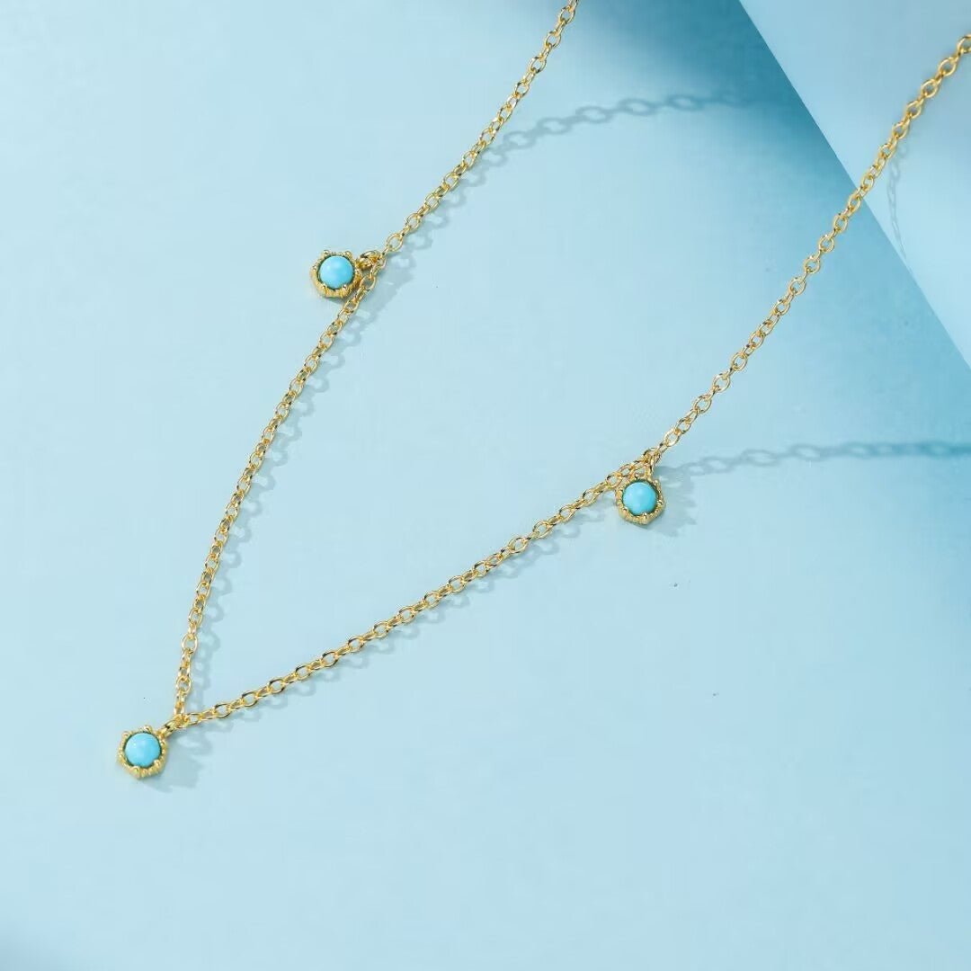 Collier Turquoise Argent 925 Bijou Fait Main Protection Sérénité - Biloria