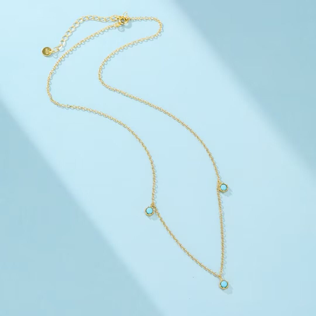 Collier Turquoise Argent 925 Bijou Fait Main Protection Sérénité - Biloria