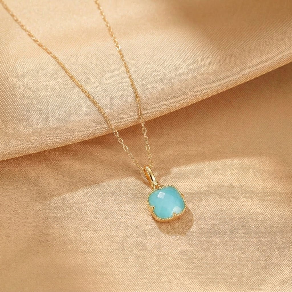 Collier Turquoise Argent Plaqué Or – Protection et Sérénité - Biloria