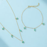 Collier Turquoise Céleste Argent Plaqué Or - Bijou Protection - Biloria