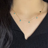 Collier Turquoise Céleste Argent Plaqué Or - Bijou Protection - Biloria