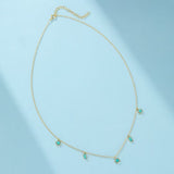 Collier Turquoise Céleste Argent Plaqué Or - Bijou Protection - Biloria