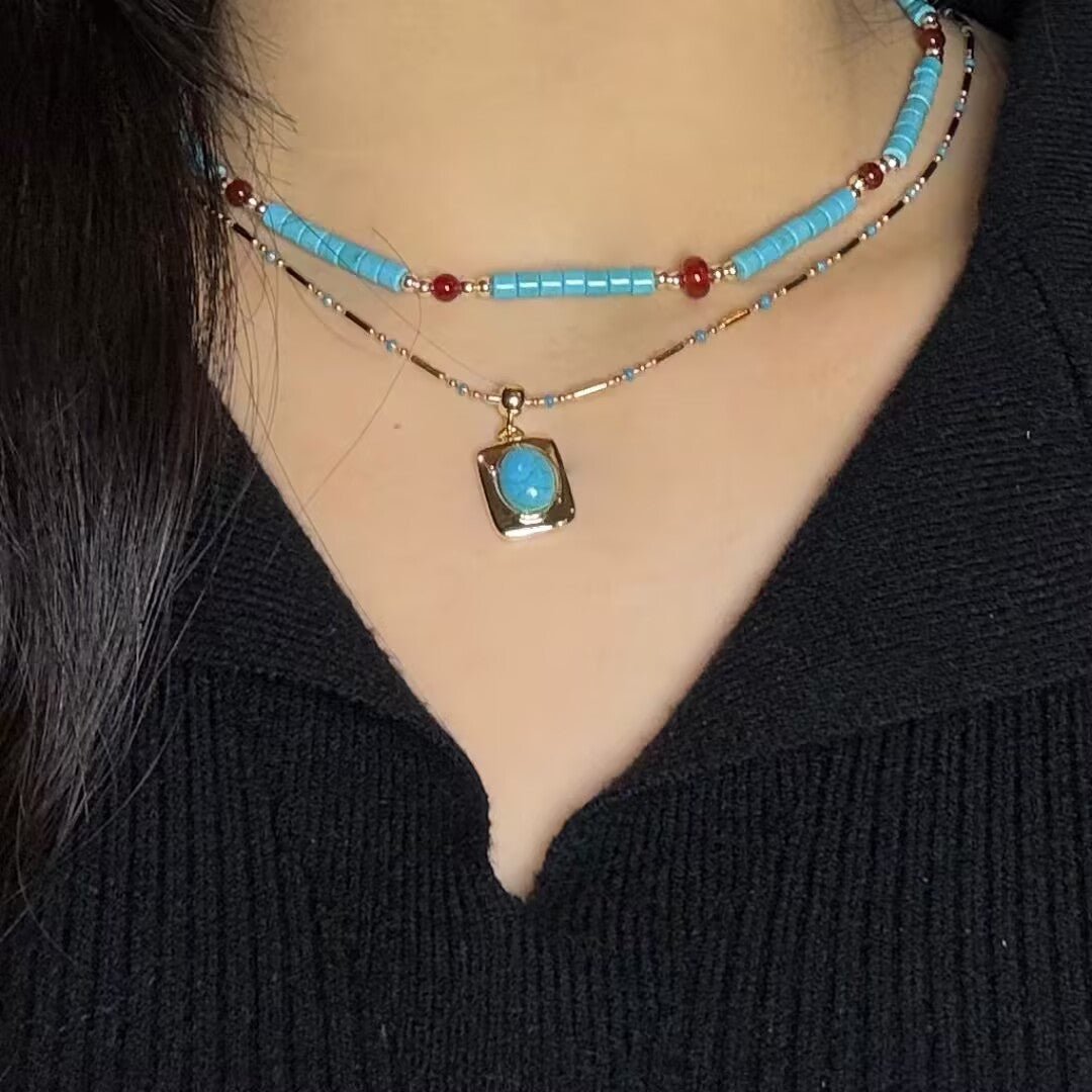 Collier Turquoise en Acier Titane – Bijou de Protection - Biloria