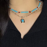 Collier Turquoise en Acier Titane – Bijou de Protection - Biloria