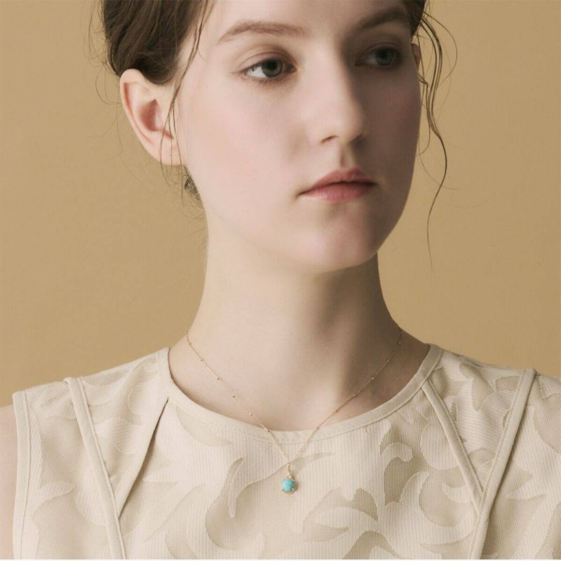Collier Turquoise Ovale Argent Plaqué Or – Apaisant - Biloria