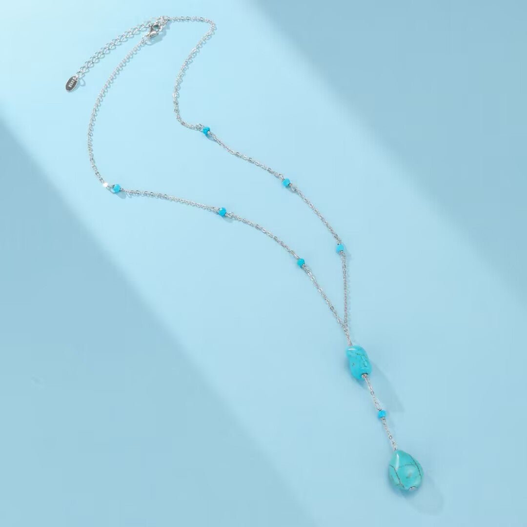 Collier Turquoise Protection Argent 925 – Amulette Montagne - Biloria