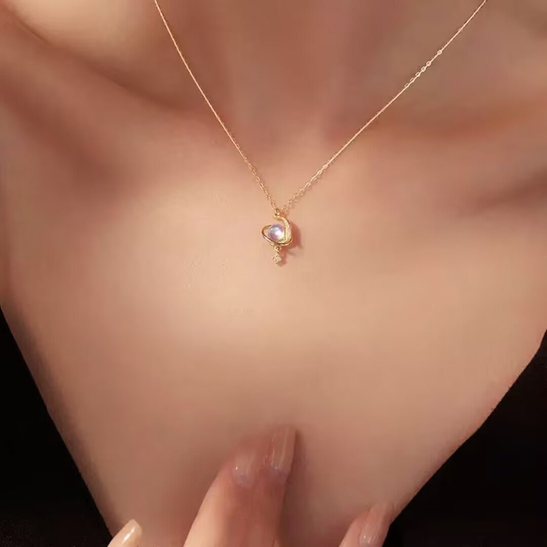 Collier Valse Céleste Pierre de Lune et Zircon - Biloria