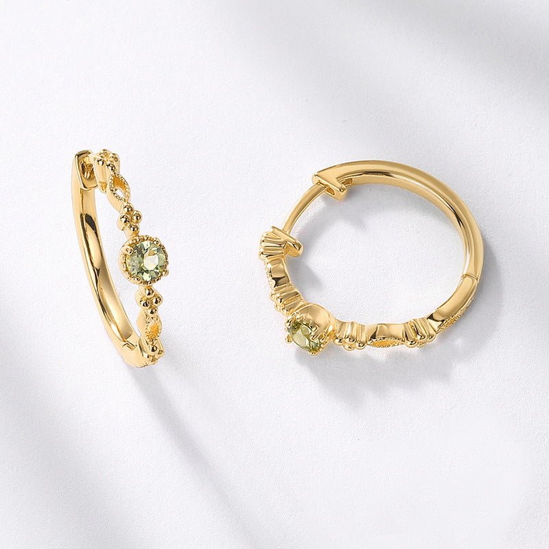 Créoles Péridot Argent Plaqué Or – Boucles d'Oreilles Déco Bureau - Biloria