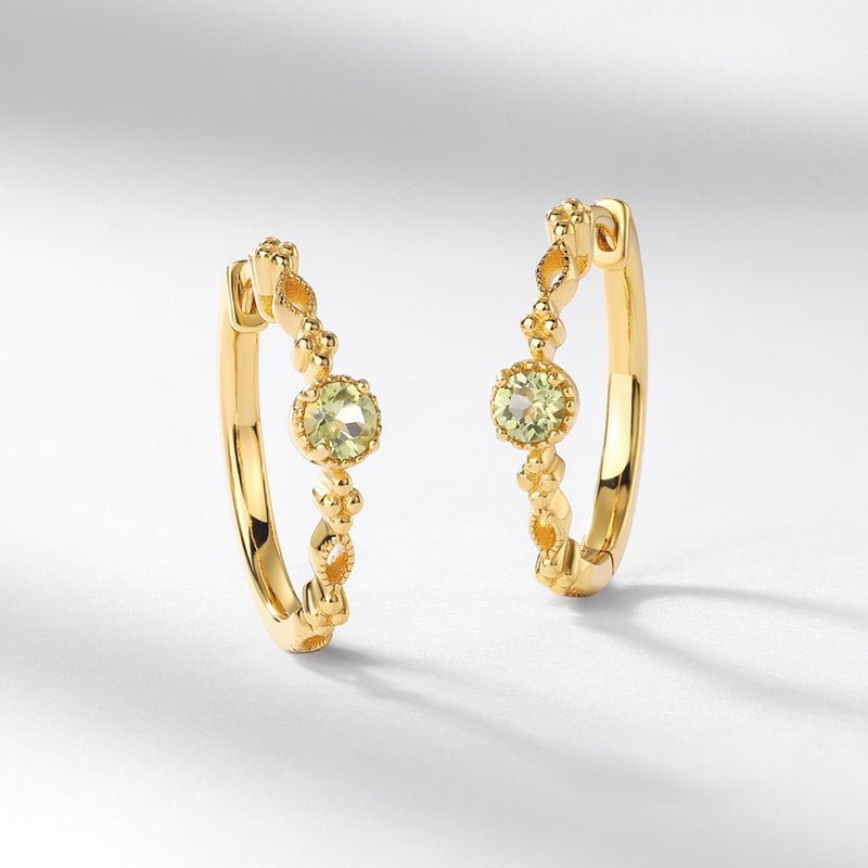 Créoles Péridot Argent Plaqué Or – Boucles d'Oreilles Déco Bureau - Biloria