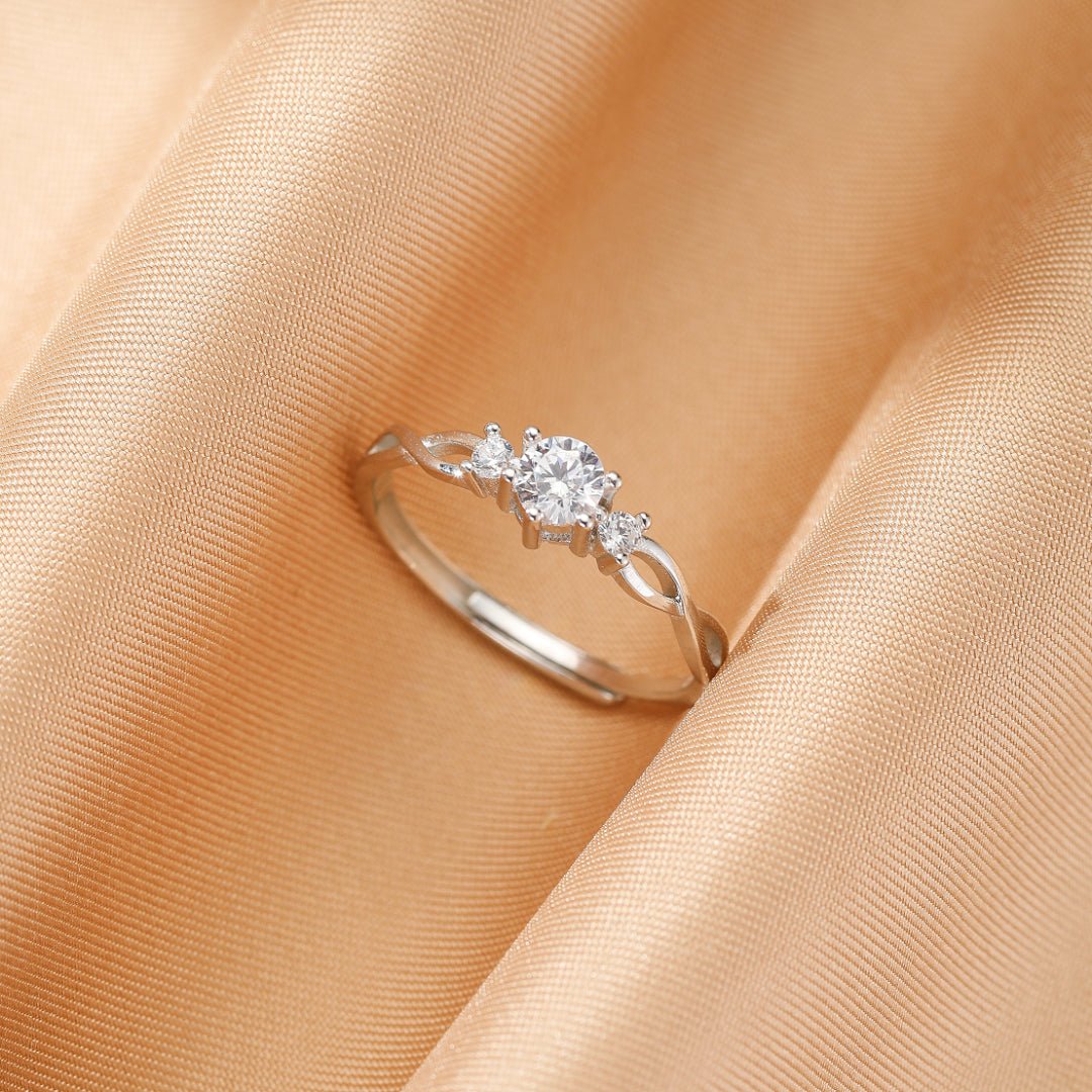 Duo de bagues couple ajustables argent 925 zircons - Biloria