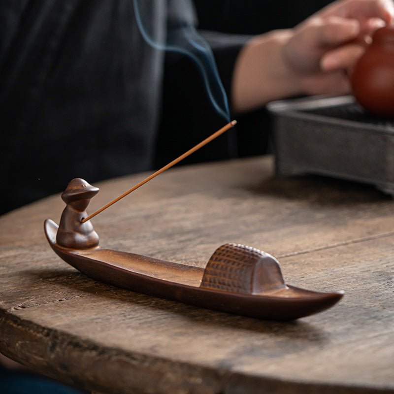 Encensoir Céramique Pêcheur Sampan - Déco Zen - Biloria