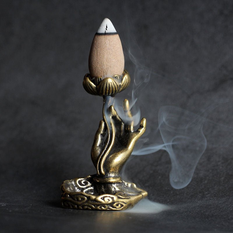 Encensoir en Cuivre Main de Bouddha Lotus, Protection et Sérénité - Biloria