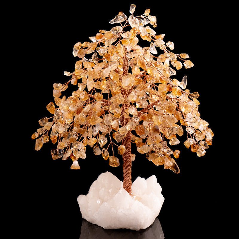 Grand Arbre de Vie Citrine et Quartz Clair pour Prospérité - Biloria