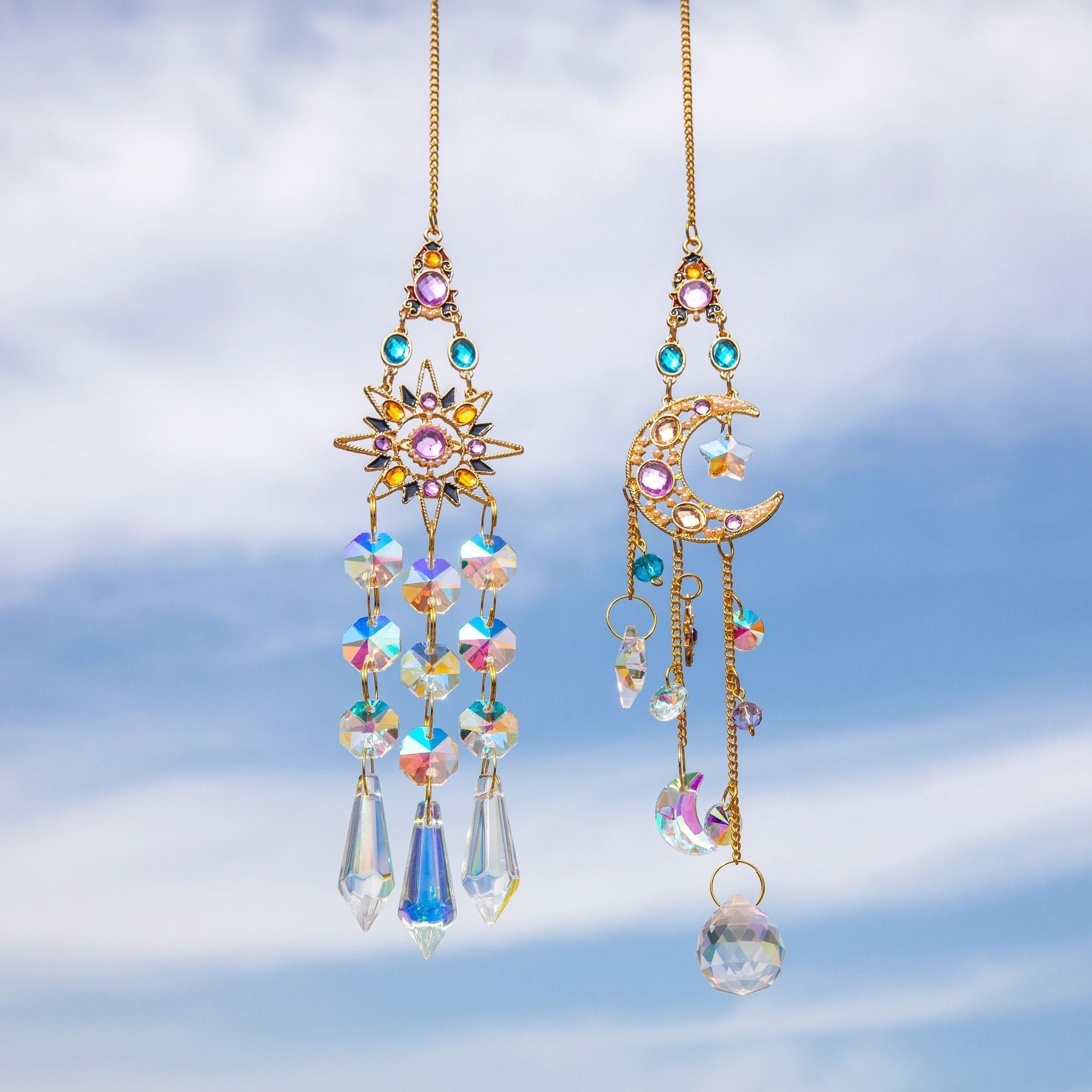 Idée Cadeau : Capteur de Soleil Lune et Soleil en Cristal - Biloria