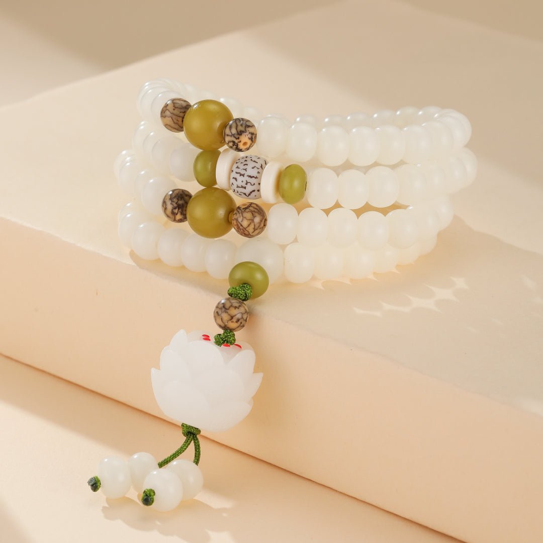 Mâlâ 108 Perles, Jade et Graine de Bodhi - Biloria
