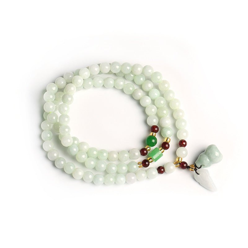 Mâlâ 88 perles Jade et Grenat Passion – Collier méditation - Biloria