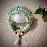 Mâlâ 88 perles Jade et Grenat Passion – Collier méditation - Biloria