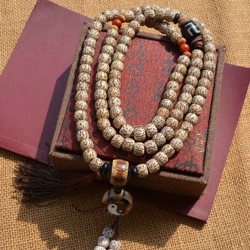 Mâlā Graines de Bodhi 108 Perles – Yin et Yang - Biloria