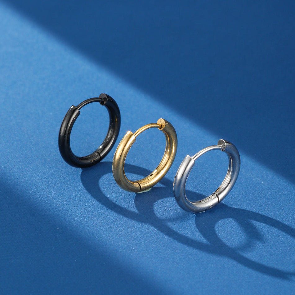 Mini créole homme 10 mm - Finitions noir argent doré - Biloria