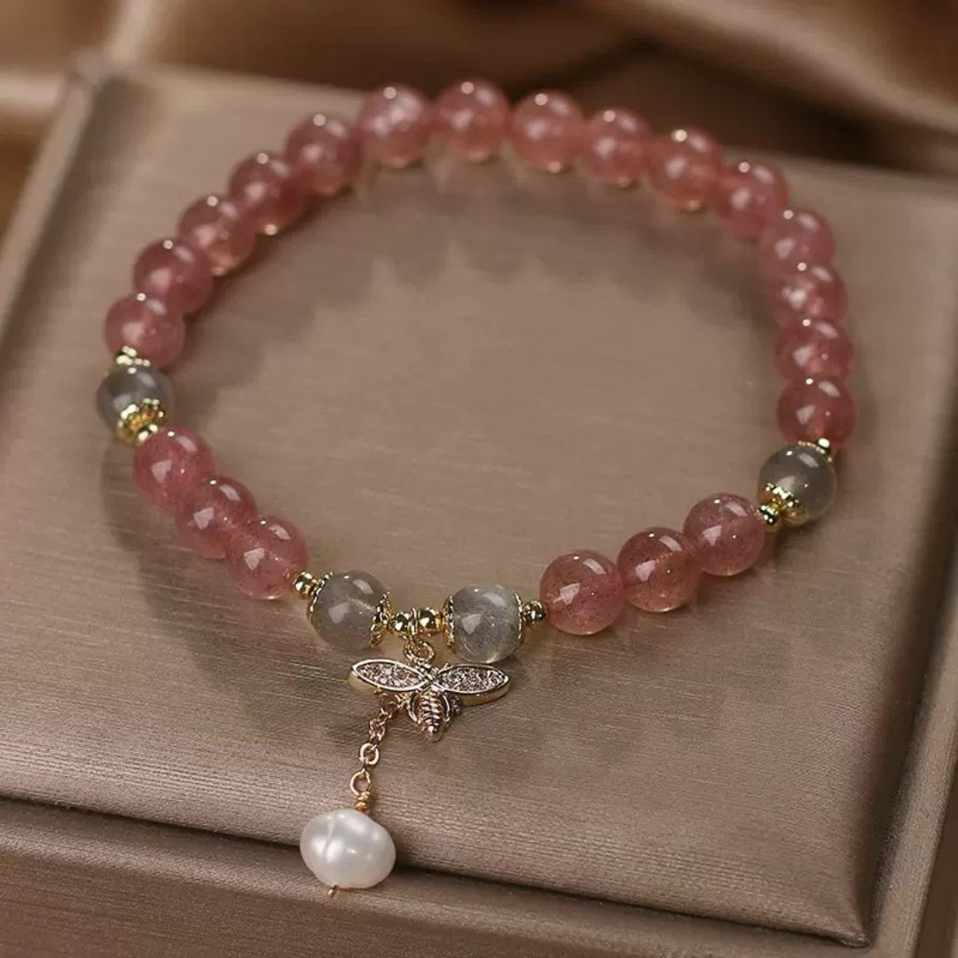 Offrir un Bracelet Quartz Fraise et Labradorite Abeille Poétique - Biloria