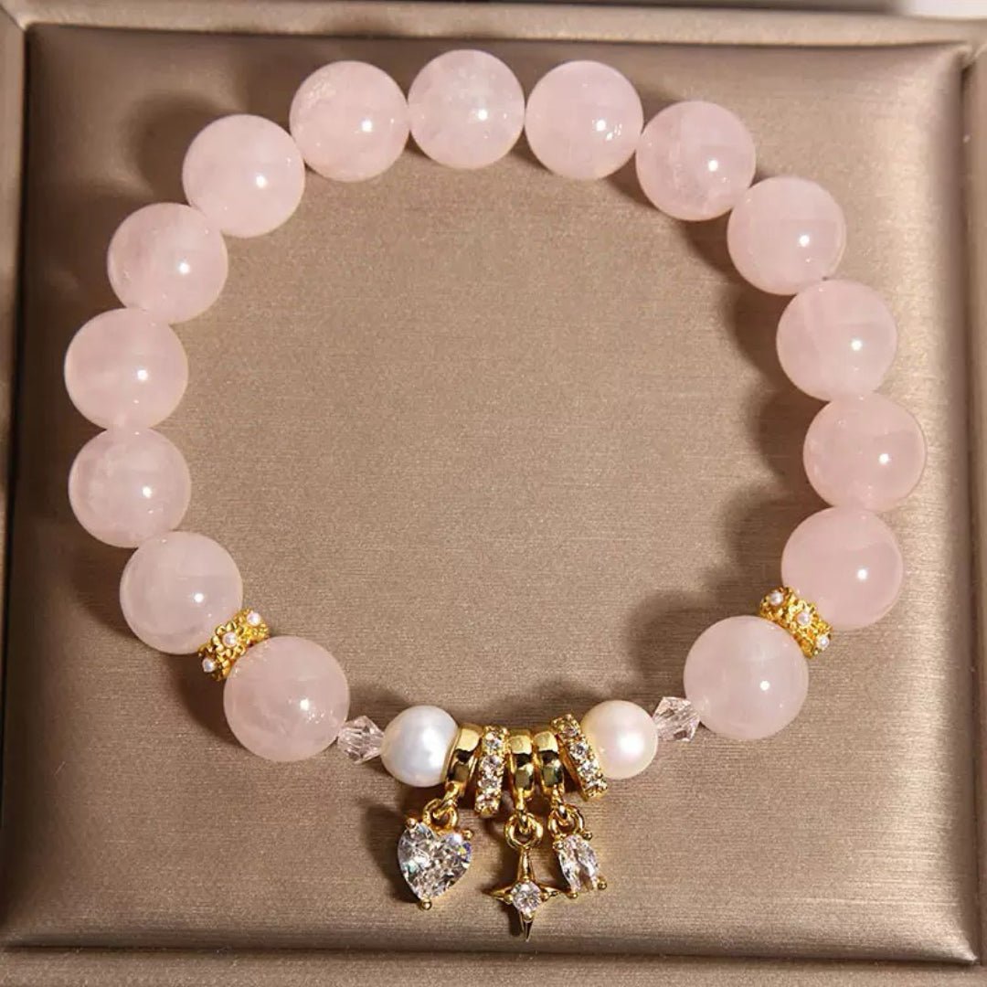 Offrir un Bracelet Quartz Rose Perle Charme Vénus Cadeau - Biloria