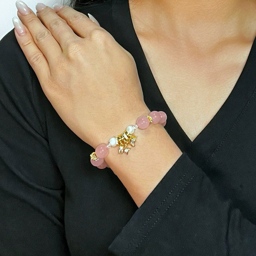 Offrir un Bracelet Quartz Rose Perle Charme Vénus Cadeau - Biloria