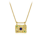 Offrir un Collier Lapis Lazuli Œil Protecteur Argent Plaqué Or - Biloria