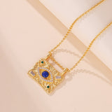 Offrir un Collier Lapis Lazuli Œil Protecteur Argent Plaqué Or - Biloria