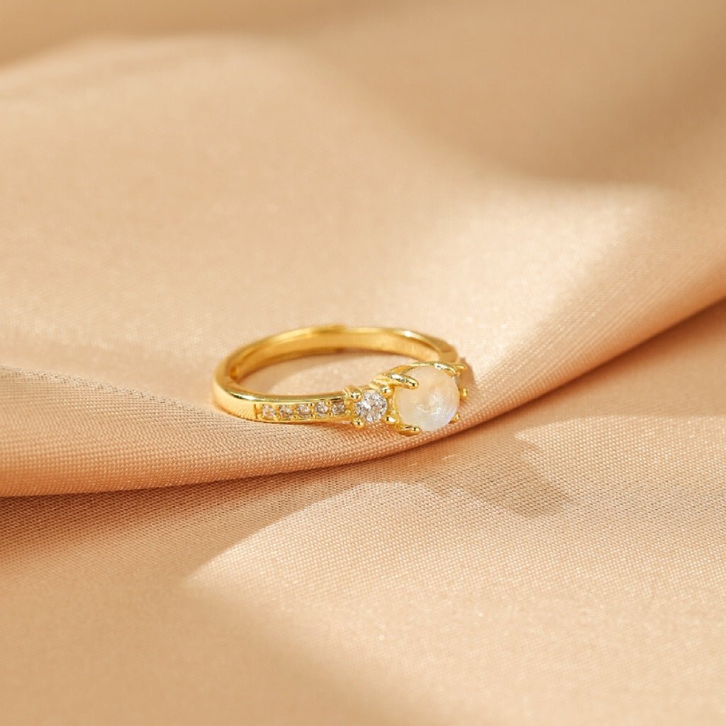 Offrir une Bague Pierre de Lune – Bijou Ajustable Argent Plaqué Or 18K - Biloria