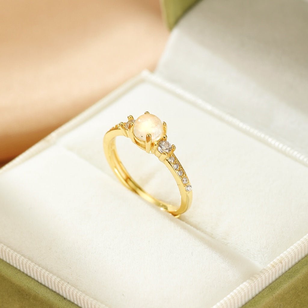 Offrir une Bague Pierre de Lune – Bijou Ajustable Argent Plaqué Or 18K - Biloria