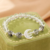 Paire de Bracelets Couple Obsidienne Cristal de Roche Nacre - Biloria