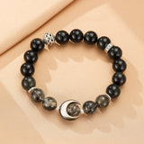 Paire de Bracelets Couple Obsidienne Cristal de Roche Nacre - Biloria