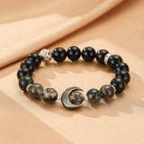 Paire de Bracelets Couple Obsidienne Cristal de Roche Nacre - Biloria