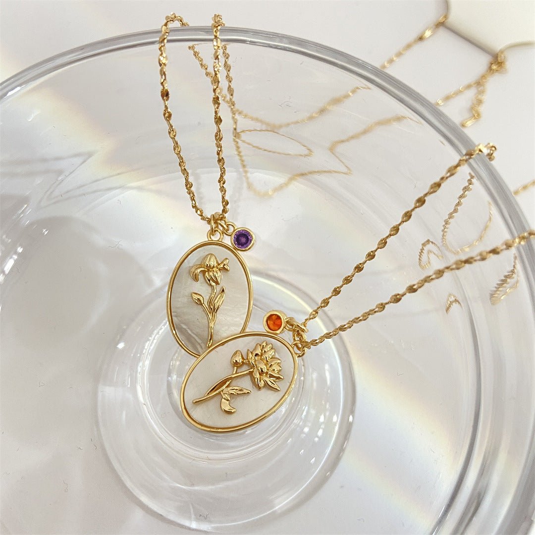 Pendentif 12 Pierres de Naissance – Romance en Acier Inoxydable - Biloria