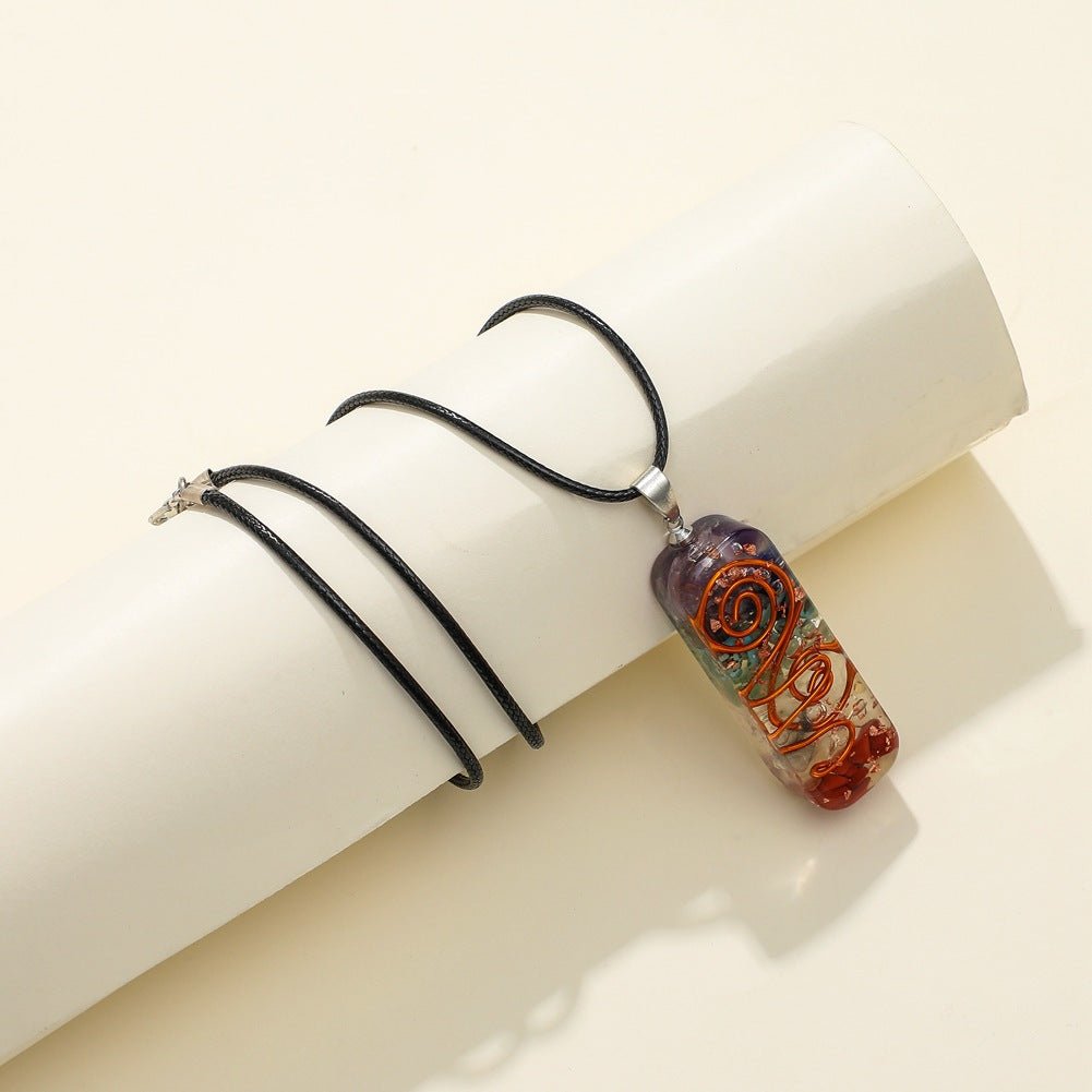 Pendentif 7 Chakras Pierres Naturelles pour Méditation - Biloria
