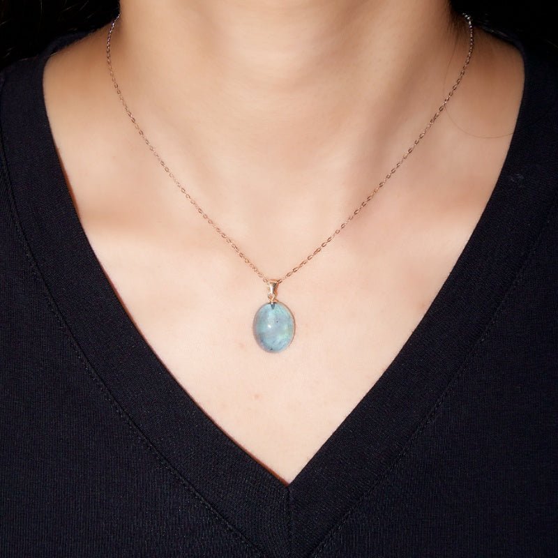Pendentif Aigue-Marine Argent 925 – Bijou Pierre Naturelle Bleu - Biloria