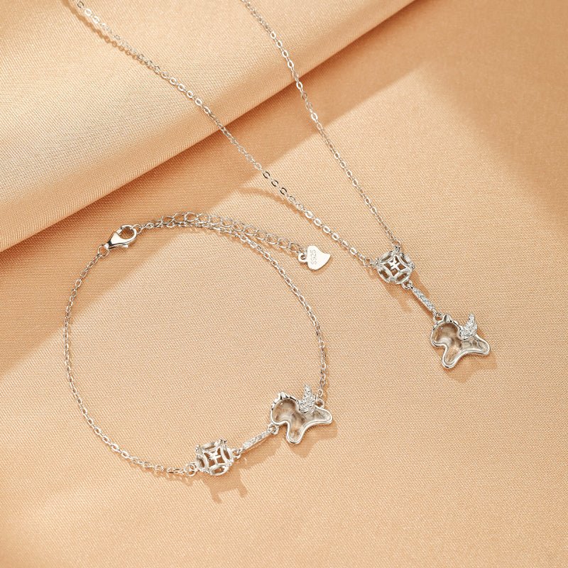 Pendentif Cheval Ailé Cristal de Roche - Argent 925 - Biloria
