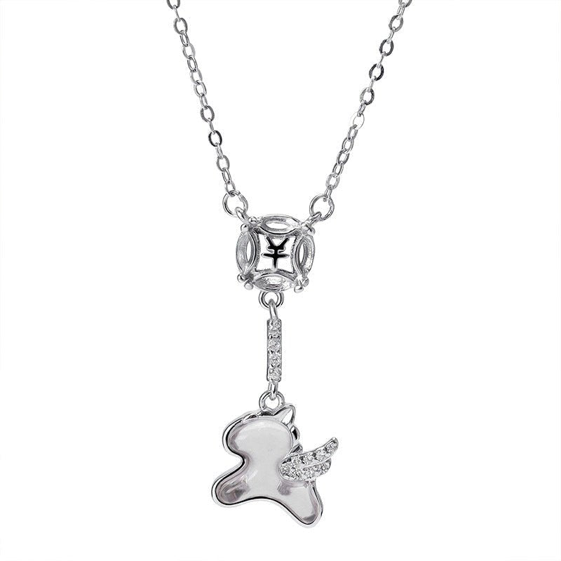 Pendentif Cheval Ailé Cristal de Roche - Argent 925 - Biloria